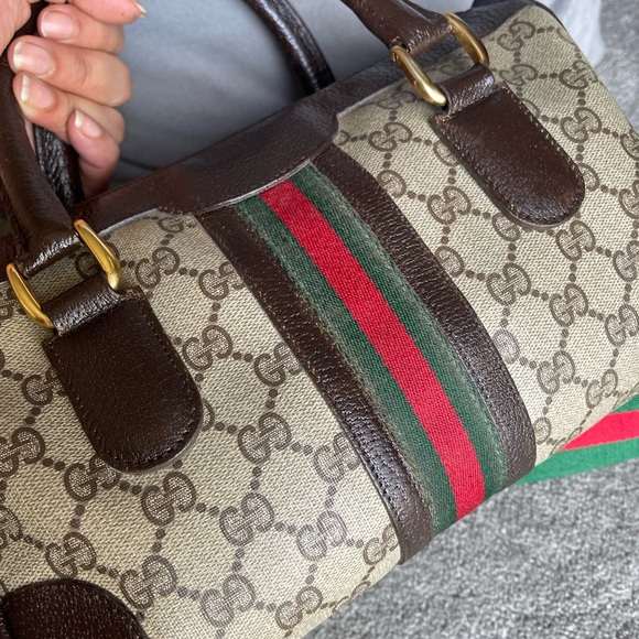 Authentic Gucci vintage web sherry line satchel bag 002.68.0069 (F301) - Picture 3 of 16